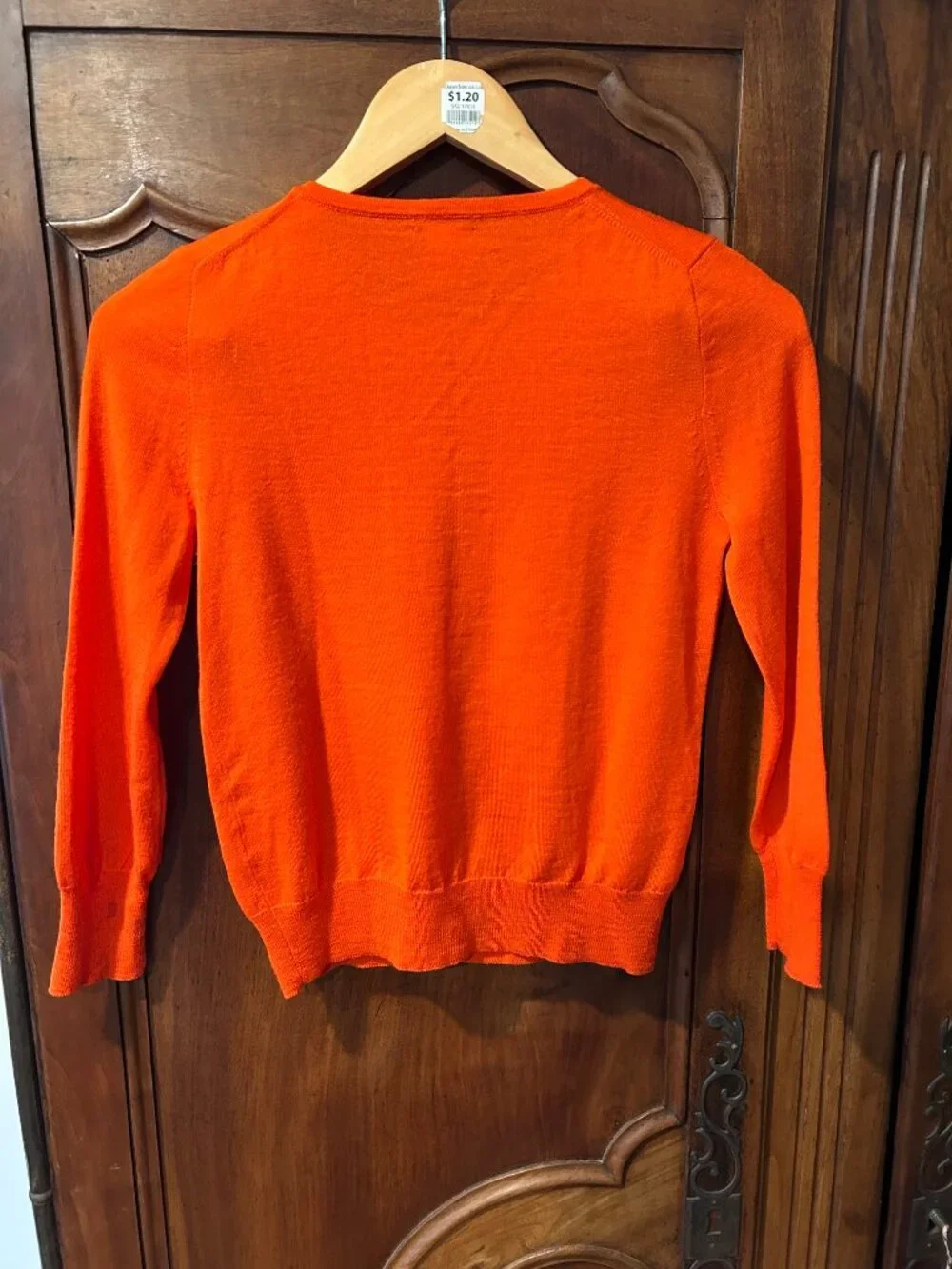 J. Crew Lili orangey-red 100% merino wool cardigan, size XS - Picture 3 of 3